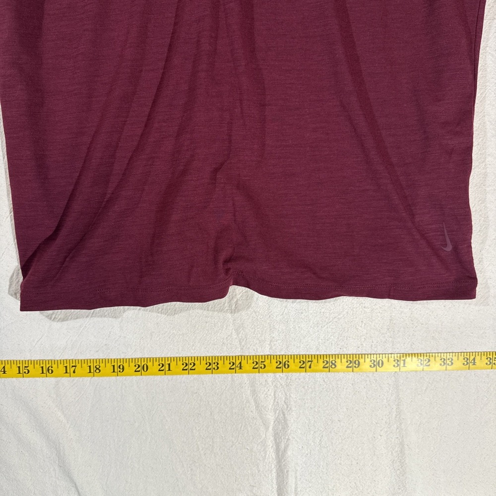 Nike Yoga Dri-Fit Open Back SS Burgundy W/Shimmer Piping Feminine Relaxed Top - Picture 5 of 11